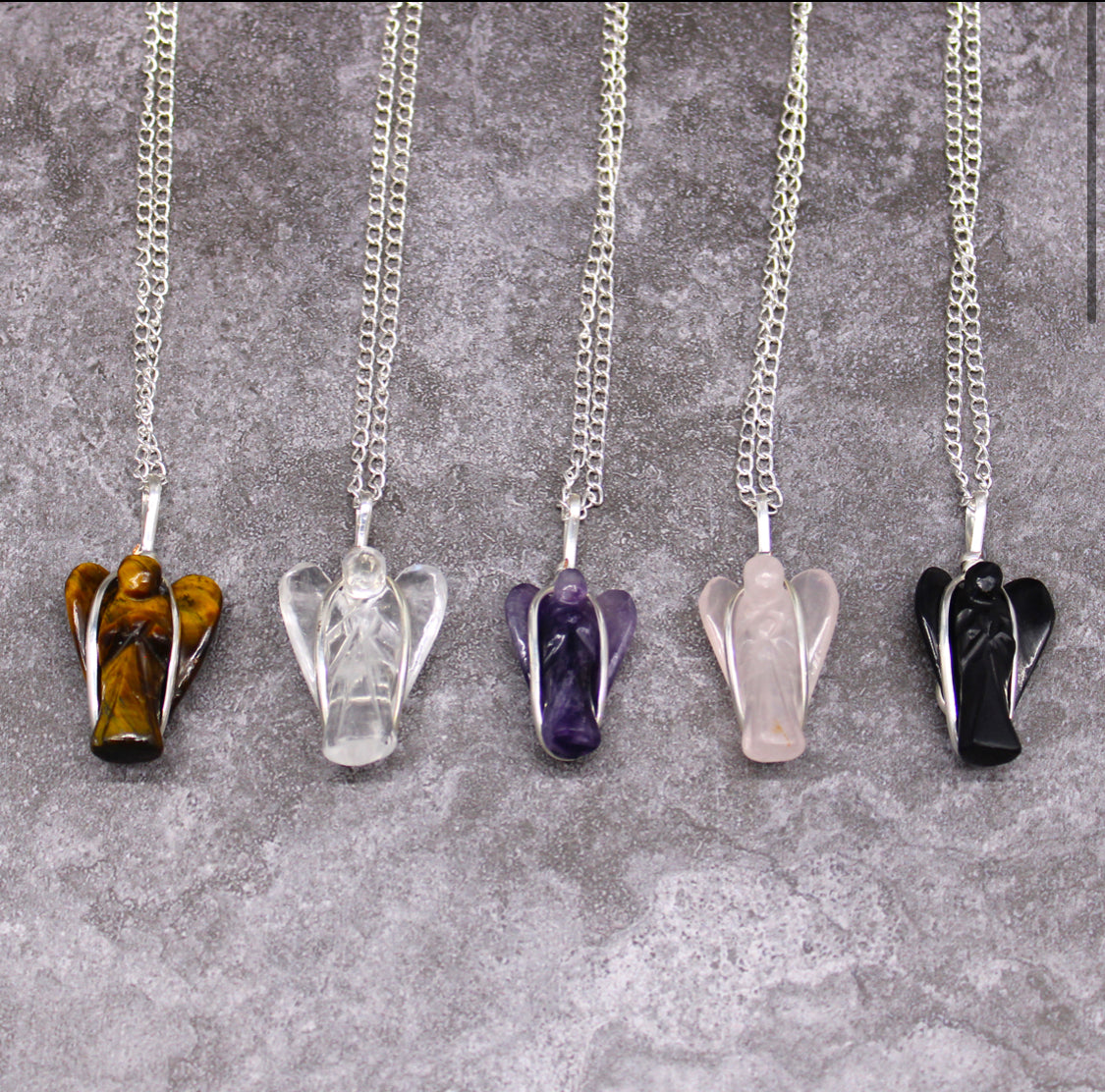 Gemstone Guardian Angel Pendant - Rock Quartz