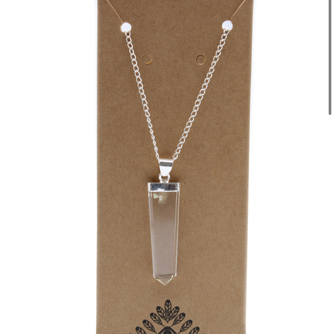 Gemstone Flat Pencil Pendant - Rock Quartz