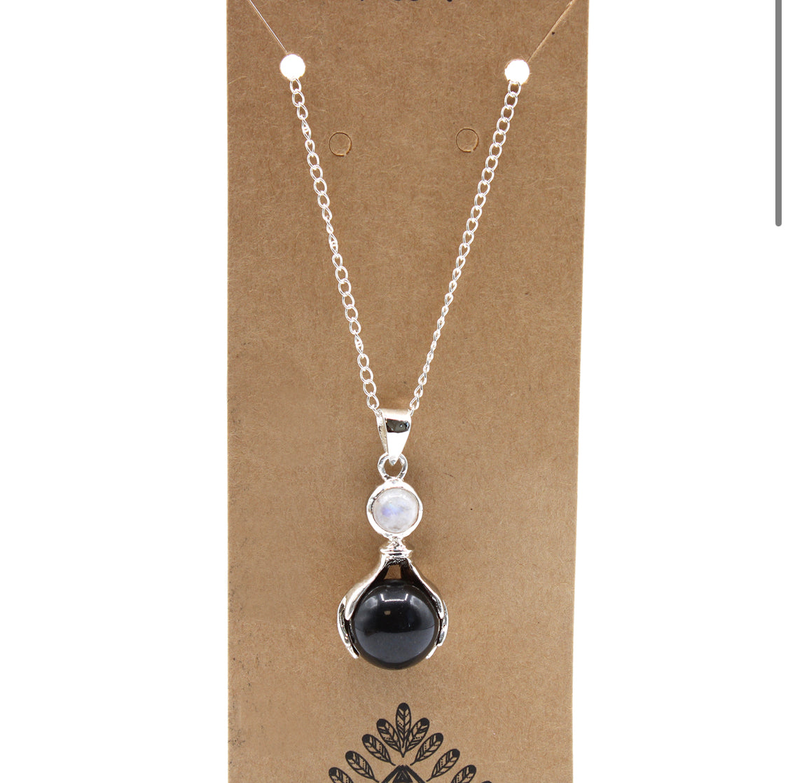 Gemstone Healing Hands Pendant - Black Agate