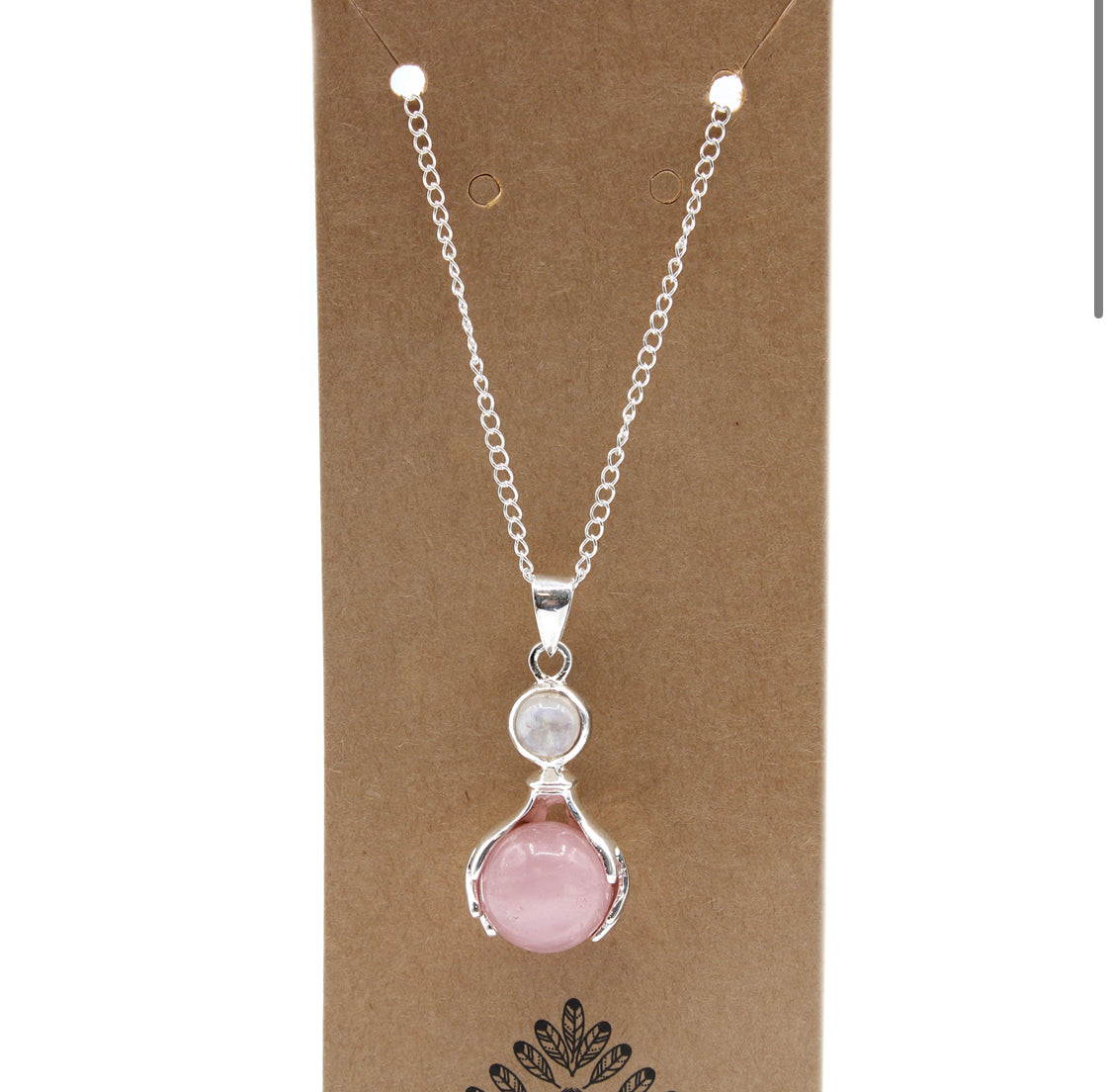 Gemstone Healing Hands Pendant - Rose Quartz