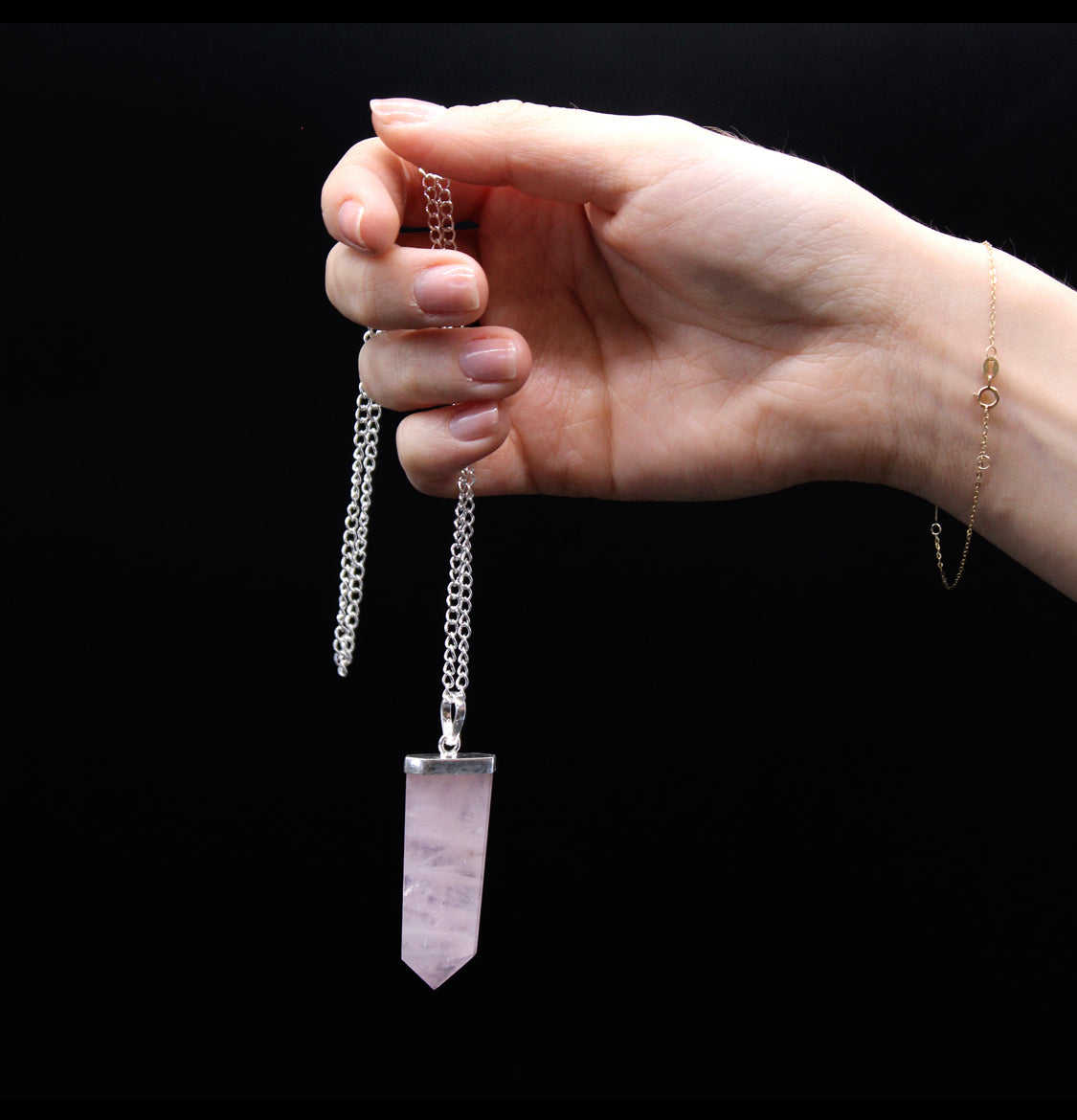 Gemstone Flat Pencil Pendant - Rock Quartz