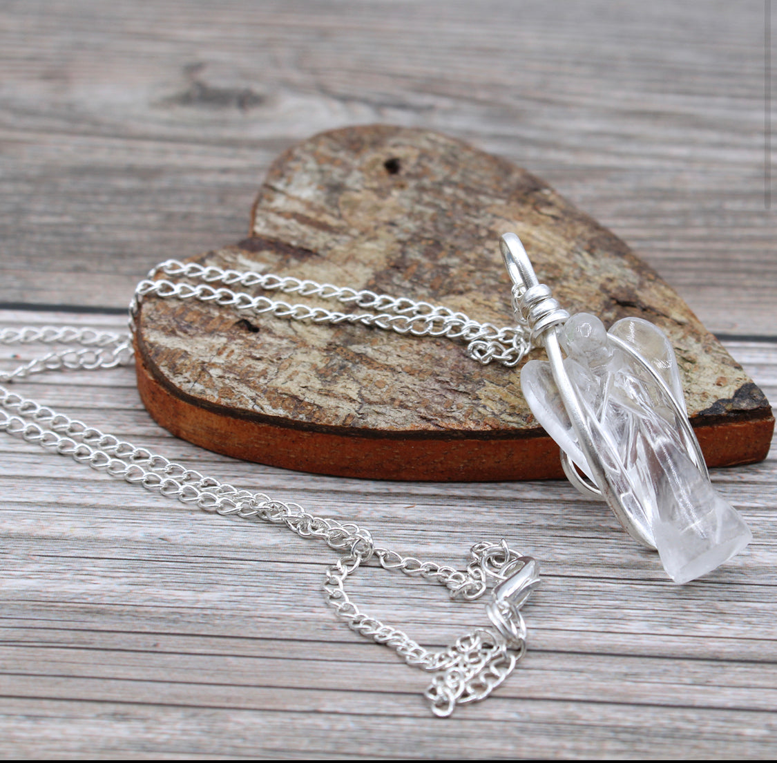 Gemstone Guardian Angel Pendant - Rock Quartz