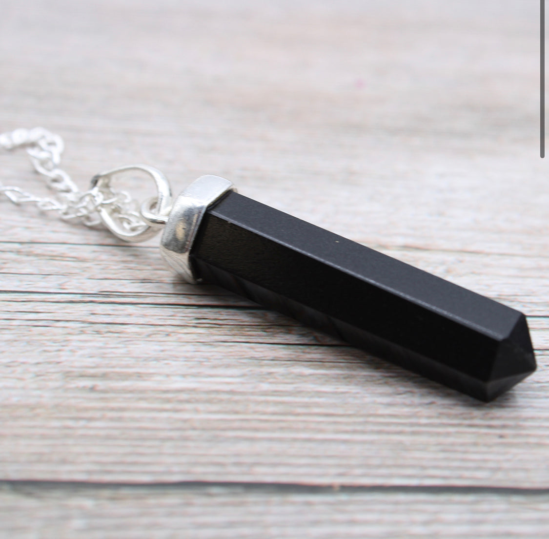 Gemstone Classic Point Pendant - Black Agate
