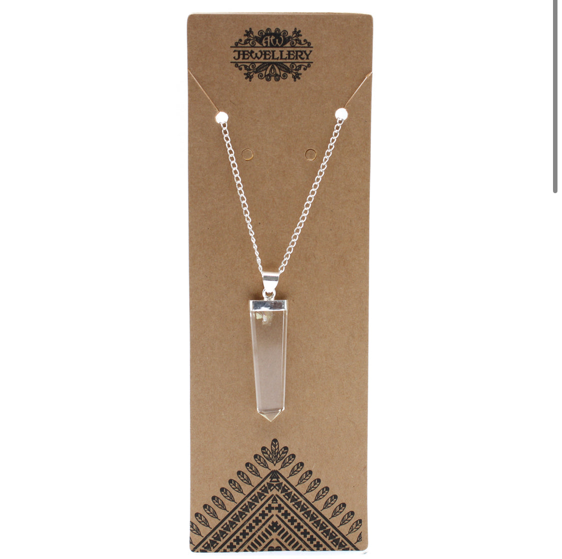 Gemstone Flat Pencil Pendant - Rock Quartz