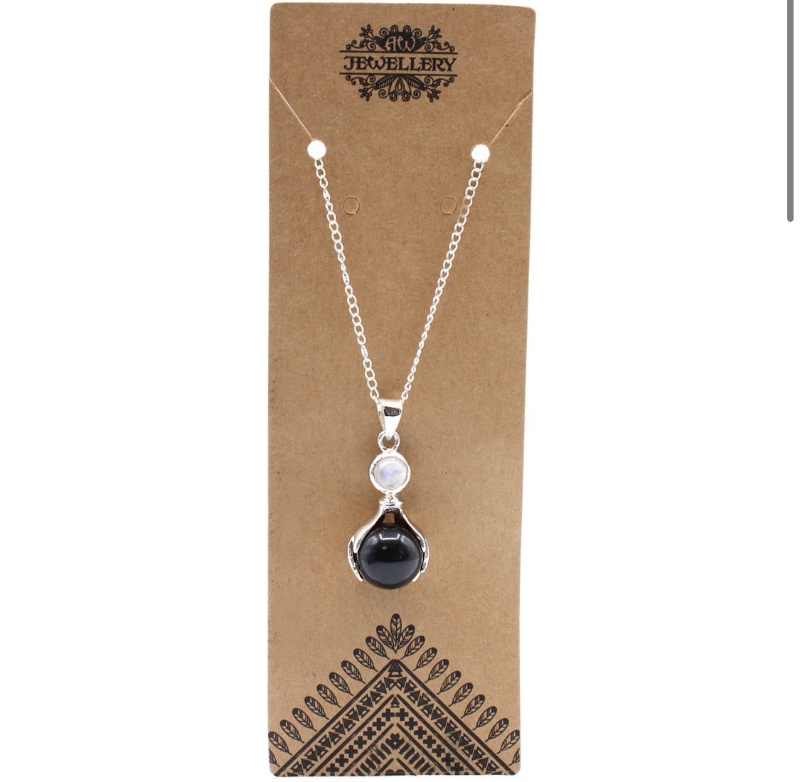 Gemstone Healing Hands Pendant - Black Agate