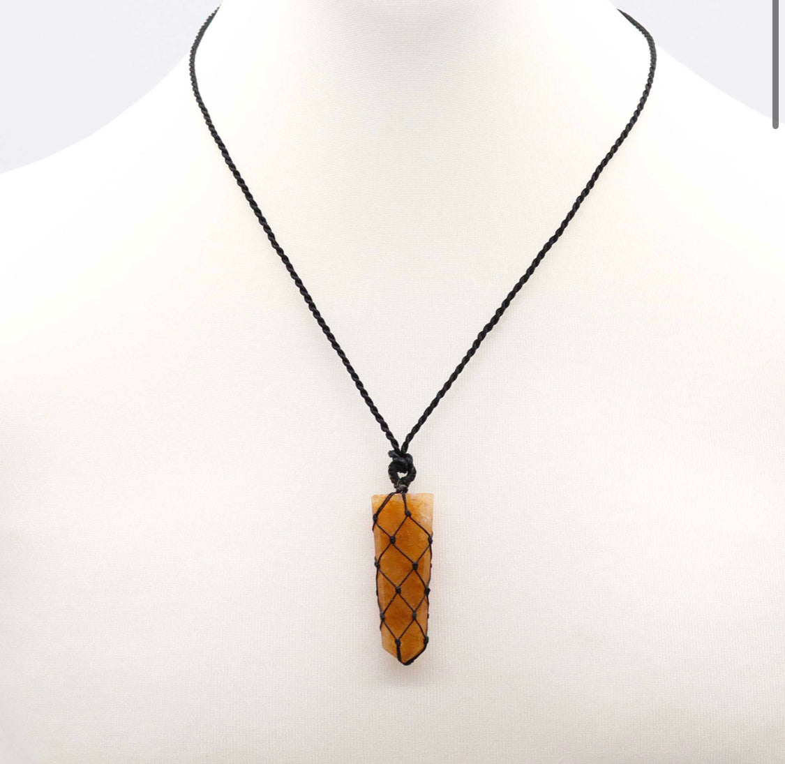 Laced Gemstone Flat Point Pendant - Golden Quartz