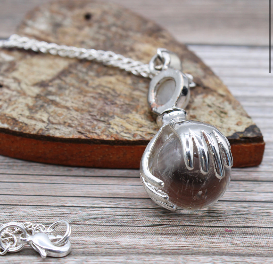 Gemstone Healing Hands Pendant - Rock Quartz