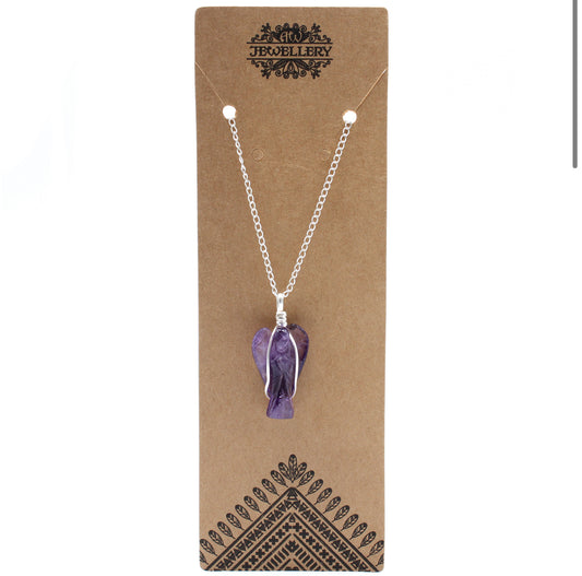 Gemstone Guardian Angel Pendant - Amethyst