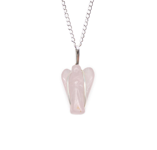 Gemstone Guardian Angel Pendant - Rose Quartz