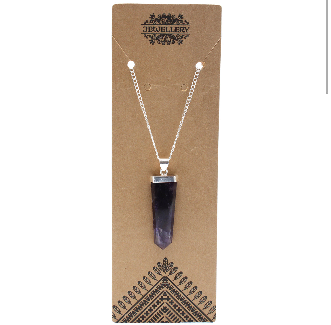 Gemstone Flat Pencil Pendant - Amethyst