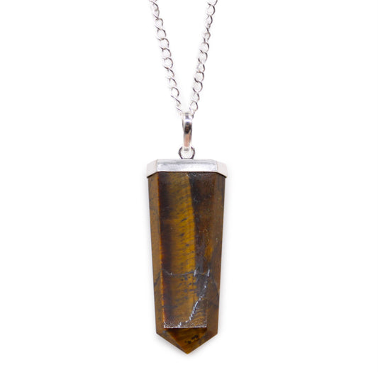 Gemstone Flat Pencil Pendant - Tiger Eye