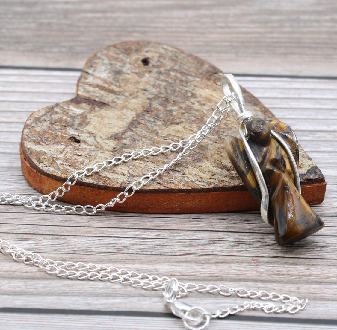 Gemstone Guardian Angel Pendant - Tiger Eye