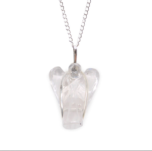 Gemstone Guardian Angel Pendant - Rock Quartz