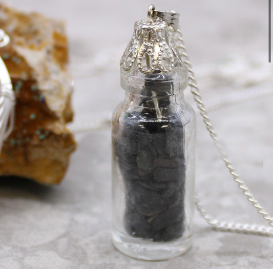 Bottled Gemstones Necklace - Black Onyx