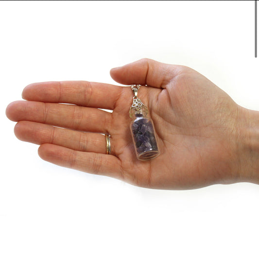 Bottled Gemstones Necklace - Amethyst