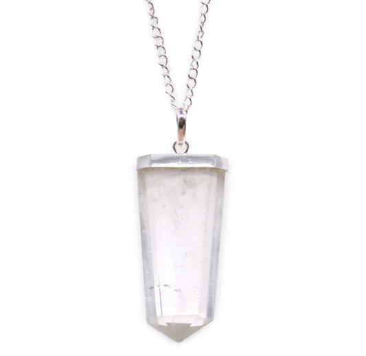 Gemstone Flat Pencil Pendant - Rock Quartz