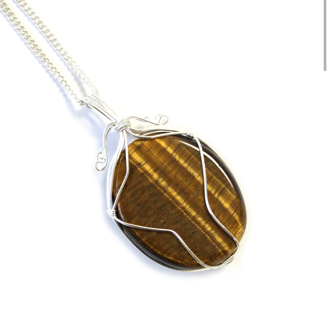 Swirl Wrapped Gemstone Necklace - Tiger Eye