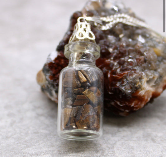 Bottled Gemstones Necklace - Tiger Eye