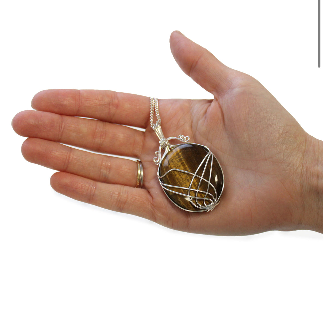 Swirl Wrapped Gemstone Necklace - Tiger Eye